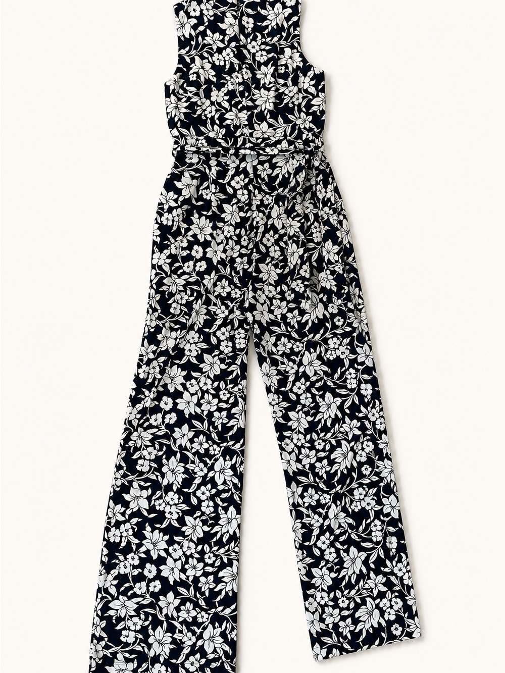 Lauren Ralph Lauren navy-and-white floral jumpsuit in women’s petite size 4P. - Picture 4 of 4